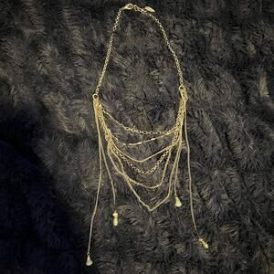 Coldwater Creek Layered Silver Tone Chain Necklace Statement EUC